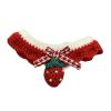 Handmade Knitted Pet Collar - Red Strawberry