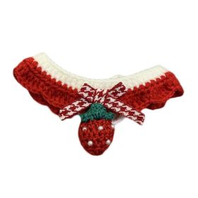 Handmade Knitted Pet Collar - Red Strawberry