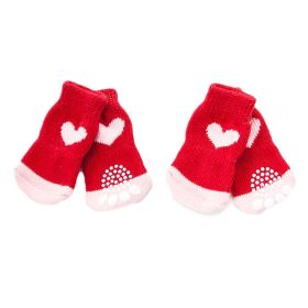 4 Pcs Red Hearts Dog Foot Covers
