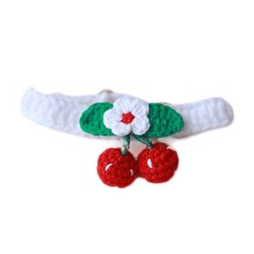Red & Cherry Handmade Dog Collar