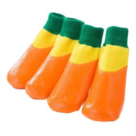 4 Pcs Dog Knitted Socks Waterproof, Orange 4#