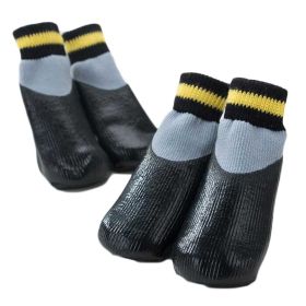 4 Pcs Dog Waterproof Coated Socks, Black Grey 4#