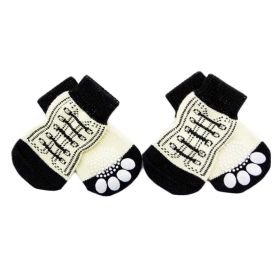 4 Pcs White Shoes Pattern Dog Socks