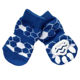 4 Pcs Dog Socks, Blue Football
