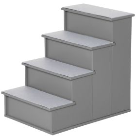Pet Stairs Small Dog Steps for Couch Bed with Cushioned Cover Gray