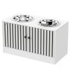Elevated Dog Bowls with Storage Cabinet, 2 Stainless Steel Bowls, White