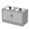 Elevated Dog Bowls with Storage Cabinet, 2 Stainless Steel Bowls, Gray