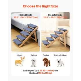 5-Step Wood Dog Stairs, 150lbs Load Capacity