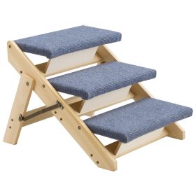 Wood Pet Stairs, 3-Step Dog Stairs for Beds, Sofa & Cars