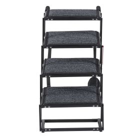 4 Steps Extra Wide Foldable Dog Steps with Non-Slip Rug Surface