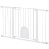 30"-52" Extra Wide Pet Gate Barrier with Small Door, 30"H Dog Gate with Safety Gate Barrier, Stair Pressure Fit, White