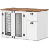 44" Dog Crate Furniture with Double Doors, Storage Drawer, for Medium Dogs, White