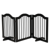 24"H Foldable Dog Gate, 3 Panels Freestanding Pet Gate Barriers Indoor with Support Feet, Puppy Fence for Small Dogs, Black