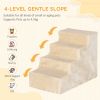 Beige 4-Step Dog Ramp for Sofa Bed And Couch with Removable Cover Pet Accessory