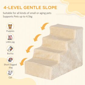 Beige 4-Step Dog Ramp for Sofa Bed And Couch with Removable Cover Pet Accessory