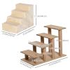 Beige 4-Step Dog Ramp for Sofa Bed And Couch with Removable Cover Pet Accessory