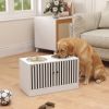 Elevated Dog Bowls with Storage Cabinet, 2 Stainless Steel Bowls, White