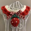 Handmade Knitted Pet Collar - Red Strawberry