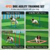 Dog Agility Training Equipment, 4 PCS Set with Adjustable High Hurdles,6 Weave Poles,Jump Ring,Square Pause Box,Whistle,Foldable Bowl