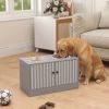 Elevated Dog Bowls with Storage Cabinet, 2 Stainless Steel Bowls, Gray
