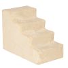 Beige 4-Step Dog Ramp for Sofa Bed And Couch with Removable Cover Pet Accessory