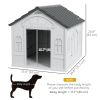 Gray 26' Plastic Dog House Outdoor with Air Vents Suitable for Small to Medium Dogs Durable Pet Shelter with Ventilation