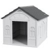 Gray 26' Plastic Dog House Outdoor with Air Vents Suitable for Small to Medium Dogs Durable Pet Shelter with Ventilation