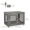 Pet Crate End Table with Water-resistant Cushion or Large Medium Dogs, Grey