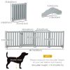 23.5"H Foldable Dog Gate with Door, 4 Panels Freestanding Pet Gate Barriers Indoor with Support Feet, Puppy Fence for Small Dogs, Grey