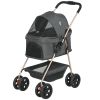 PawHut 3 in 1 Pet Stroller with Detachable Carrier, Foldable Dog Stroller with Storage Basket, Cupholder, for Mini Dogs, Gray