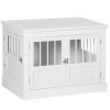 PawHut Wooden Dog Crate End Table, White, Triple Doors, Steel Tubes, for Small Dogs
