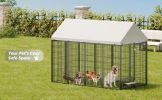 Large Dog Kennel Outdoor Pet Pens Dogs Run Enclosure Animal Hutch Metal Coop Fence with Roof Cover. 7.94'L x 4.13'W x 5.95'H.