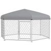 PawHut 6.9' x 6.1' x 4.9' Outdoor Dog Kennel for Medium and Large-Sized Dogs with Waterproof UV Resistant Roof, Silver