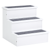 PawHut 3 Step Wooden Carpeted Non Slip Pet Stairs Ramp for Cats and Small Dogs - White