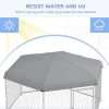 PawHut 6.9' x 6.1' x 4.9' Outdoor Dog Kennel for Medium and Large-Sized Dogs with Waterproof UV Resistant Roof, Silver