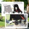 PawHut Foldable Doggy Stroller for Medium Large Dogs, Pet Stroller with Storage, Smooth Ride with Shock Absorption, Mesh Window & Safety Leash, Black