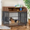 GO 44'' Heavy Duty Large Dog Crate Furniture for Large Medium Dog with Lockable Wheels, Wooden Dog Crate Dog Kennel, End Table Crate with Double layer