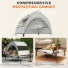 PawHut Elevated Dog Bed with Removable Canopy, Portable Outside Raised Pet Cot with Cooling Pad, Storage Bag, 36" x 29.5" x 35"