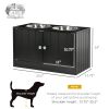 PawHut Raised Pet Feeding Storage Station with 2 Stainless Steel Bowls Base for Large Dogs and Other Large Pets Black