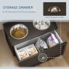 PawHut Large Elevated Dog Bowls with Storage Drawer Containing 21L Capacity Raised Dog Feeding Station with 2 Stainless Steel Bowls Brown