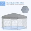 PawHut 6.9' x 6.1' x 4.9' Outdoor Dog Kennel for Medium and Large-Sized Dogs with Waterproof UV Resistant Roof, Silver