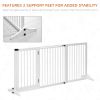 PawHut Freestanding Pet Gate Adjustable Wooden Dog Barrier 3 Panel Safety Fence w Lockable Door White 44.5-65.25x14.25x28