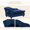 PawHut Pet Sofa Bed with Storage, Cushy Couch for Cats and Small Dogs, Soft Foam Couch, Modern Pet Furniture, Blue