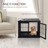 PawHut Modern Wooden Dog Crate Furniture Double Door for Small Dogs Stylish Black