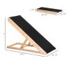 PawHut Foldable Pet Ramp with Non-slip Carpet Height Adjustable Pine Wood for Dogs Cats Black