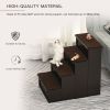 PawHut Pet Stairs, Pet Steps with Cushioned Removable Covering, for Small Dogs and Cats Up To 22 Lbs., Brown