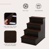 PawHut Pet Stairs, Pet Steps with Cushioned Removable Covering, for Small Dogs and Cats Up To 22 Lbs., Brown