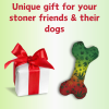 Stoned to da Bone, Cute Stuffed Rasta Leaf Bone Dog Toy, Funny Squeaky Weed Toy, Cool Plush Novelty 420 Gift for for Puppies & Small, Medium & Large B