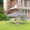 PawHut 6.9' x 6.1' x 4.9' Outdoor Dog Kennel for Medium and Large-Sized Dogs with Waterproof UV Resistant Roof, Silver