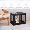 PawHut Modern Wooden Dog Crate Furniture Double Door for Small Dogs Stylish Black
